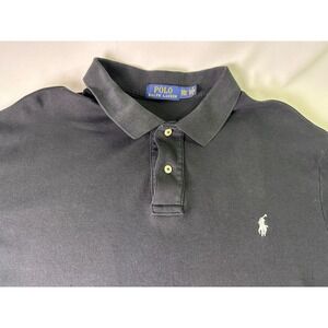 Polo Ralph Lauren Mens Black Short Sleeve Polo Shirt 2XL Embroidered White Pony